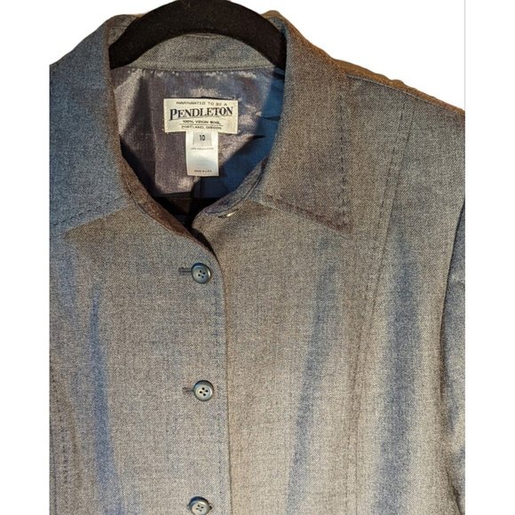 Pendleton 100% Virgin Wool Button Up Shacket Size 10 Women's Gray Jacket Blazer - Picture 3 of 6